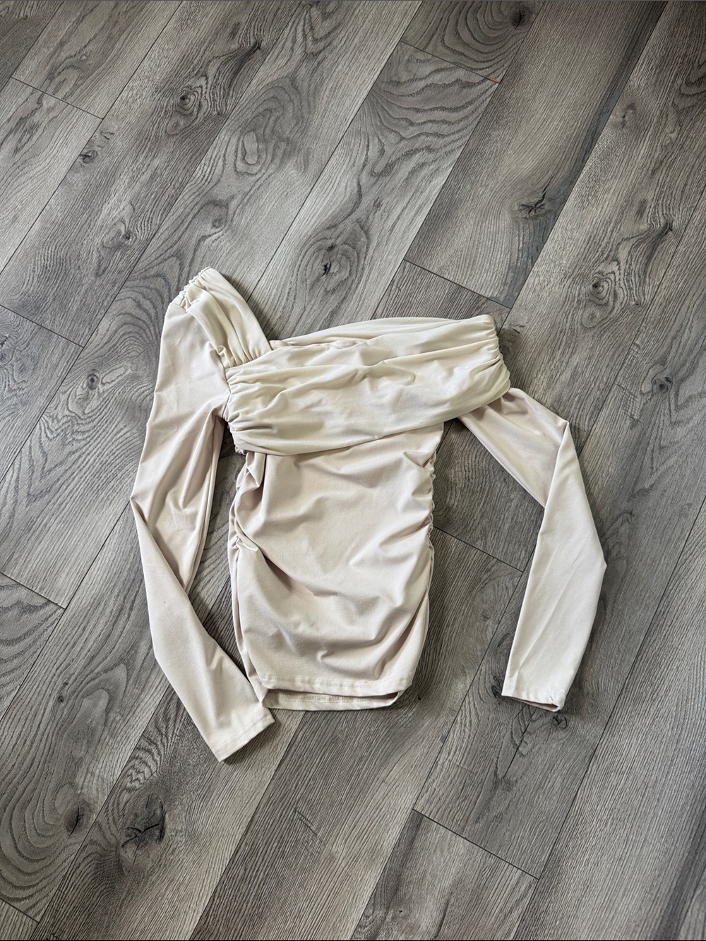 SHEIN Off-Shoulder Long Sleeve Blouse in Cream